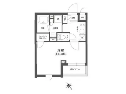 グランパセオ四谷若葉(1K/2階)の間取り写真