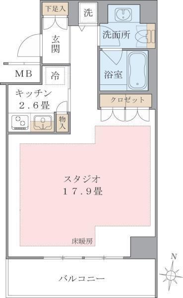 BRILLIA IST 東雲キャナルコート(1K/2階)の間取り写真