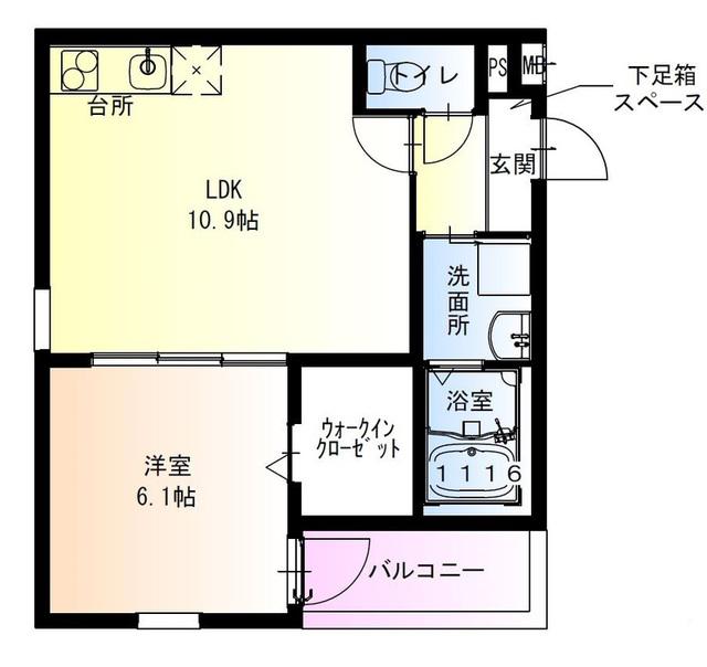 フジパレス堺大浜公園II番館(1LDK/3階)の間取り写真