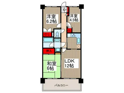 グランデュオ北街区(3LDK/2階)の間取り写真