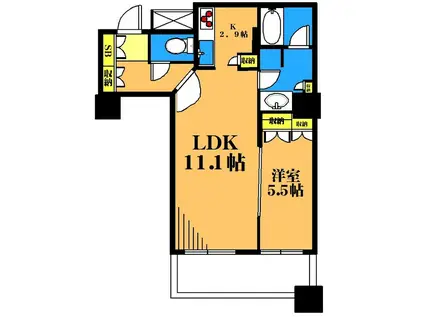 BRILLIA大井町ラヴィアンタワー(1LDK/18階)の間取り写真