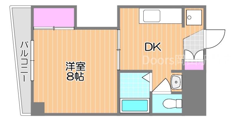 岡山二の丸ビル(1K/2階)の間取り写真