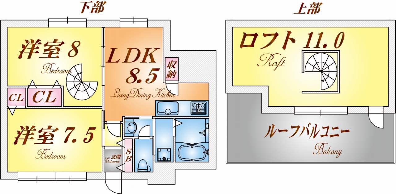 NOBSUN湊川公園(2SLDK/6階)の間取り写真