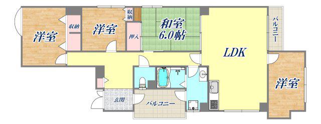 パークレーン90(3LDK/1階)の間取り写真