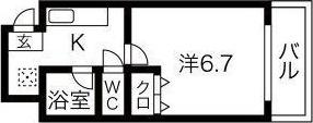 ポポラーレ憩(1K/4階)の間取り写真