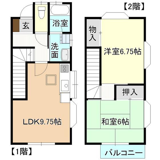 サンモーレ牛久(2LDK/2階)の間取り写真