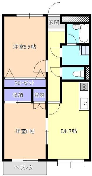 西光ハイム(2DK/1階)の間取り写真