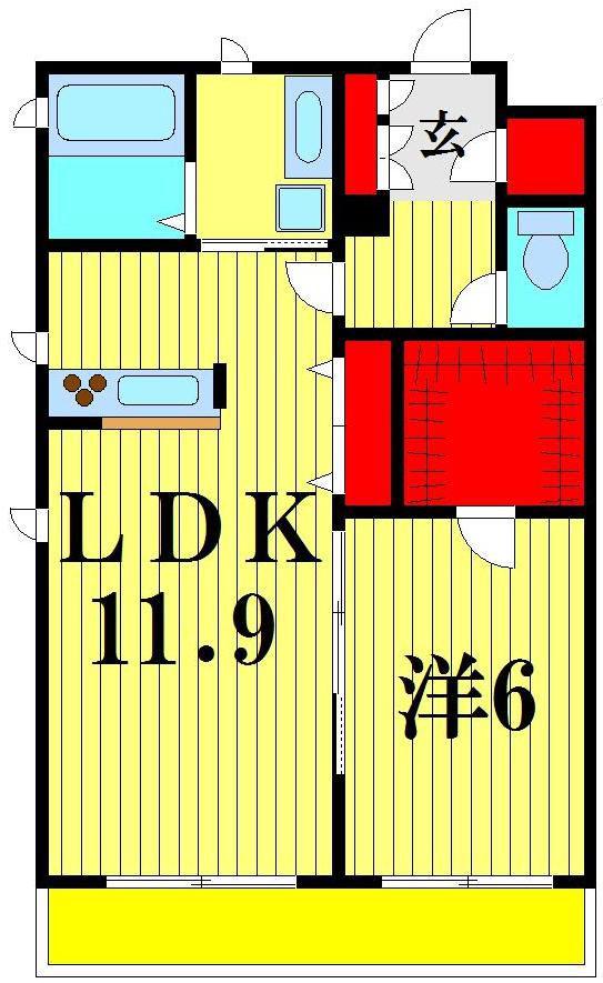 HALELINO(1LDK/3階)の間取り写真