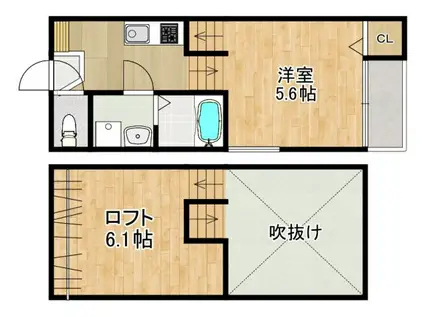MODERN PALAZZO ISAHAYA IO(1SK/2階)の間取り写真