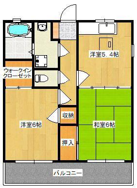 コンフォートTIII(2DK/2階)の間取り写真