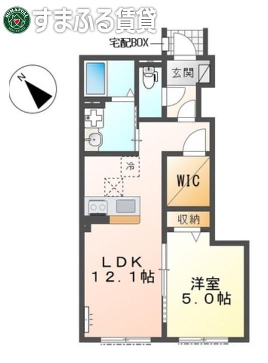 岡崎市戸崎町字屋敷 アパートII期工事(1LDK/1階)の間取り写真