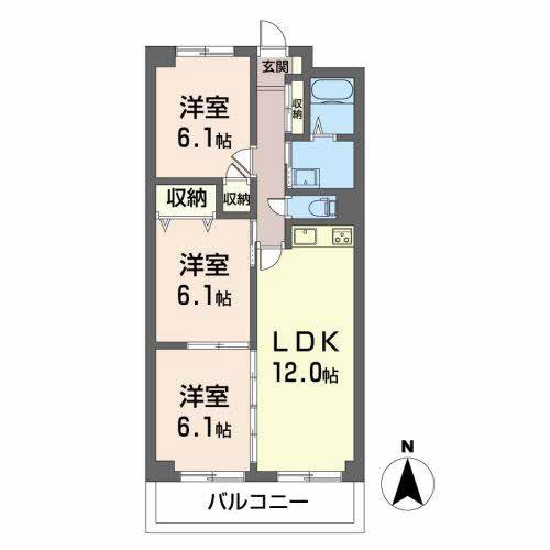 クレアージュ小田(3LDK/4階)の間取り写真