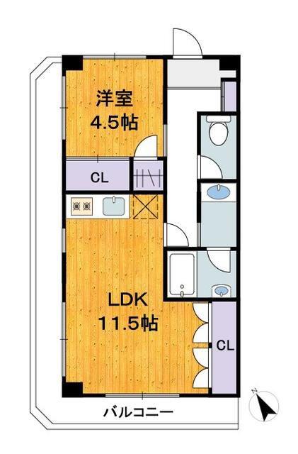 K・MAHALO(1LDK/3階)の間取り写真