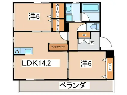 フェリーチェ(2LDK/3階)の間取り写真