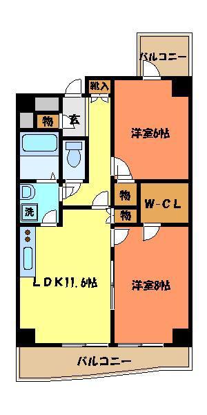ISM八王子(2LDK/12階)の間取り写真