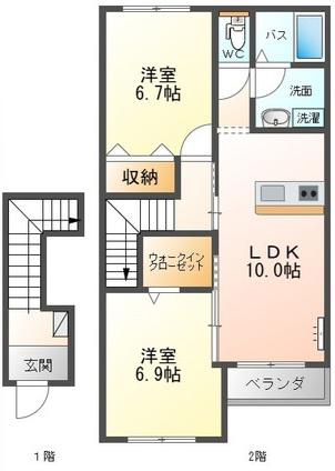 ヴァン ヴェール(2LDK/2階)の間取り写真