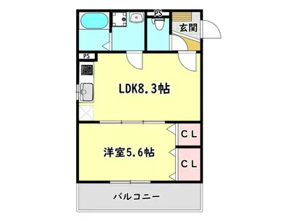 KTIレジデンス寝屋川(1LDK/2階)の間取り写真