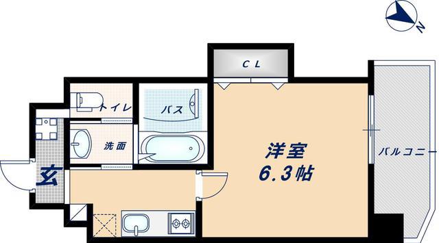 LUXEドーム前II(1K/2階)の間取り写真