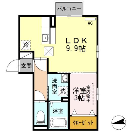 アルトプエンテ(1LDK/2階)の間取り写真