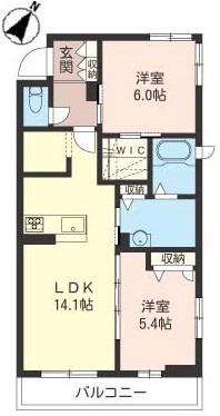 オランジュリー SHAMAISON(2LDK/1階)の間取り写真
