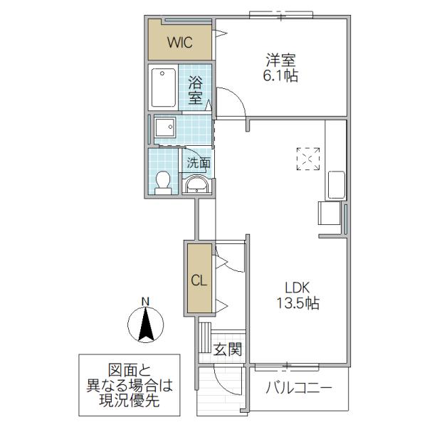 フェリーチェIII(1LDK/1階)の間取り写真