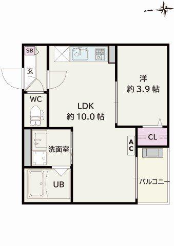 JACK KAMIYAMA I(1LDK/1階)の間取り写真