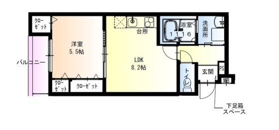 フジパレス岸和田下松Ⅱ番館(1LDK/1階)の間取り写真
