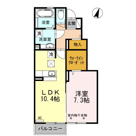グランドール・サクラ(1LDK/1階)の間取り写真