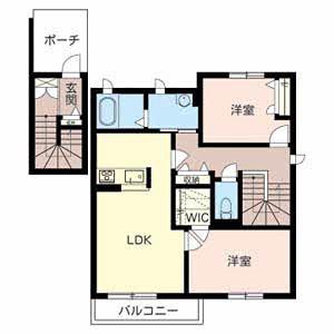 カサヴェルデ(2LDK/2階)の間取り写真