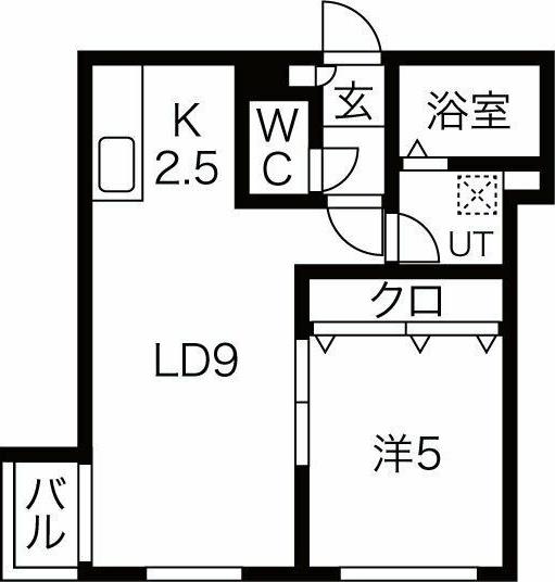 ル・ファール山鼻14条(1LDK/2階)の間取り写真