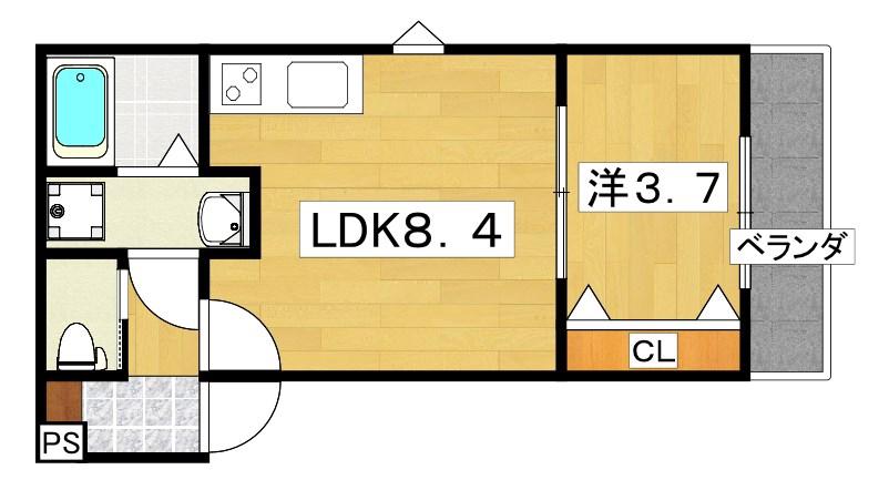 ジーメゾン渚元町プレディア(1LDK/2階)の間取り写真
