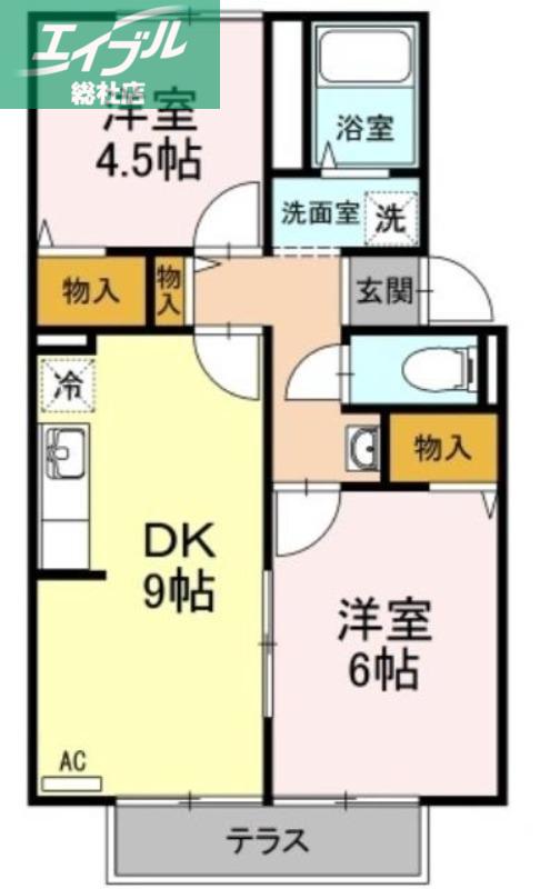 プレジール大樹(2DK/1階)の間取り写真
