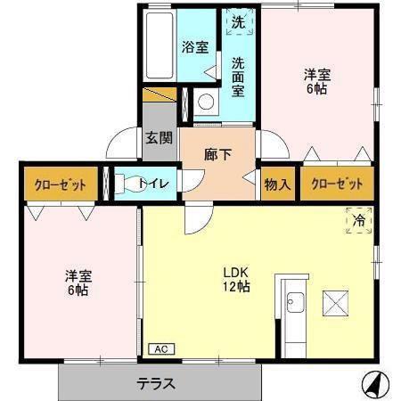 リビングタウンみのり台A(2LDK/1階)の間取り写真