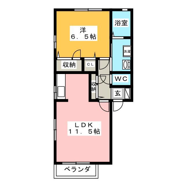 マーベラス・プレイス子安 C棟(1LDK/2階)の間取り写真