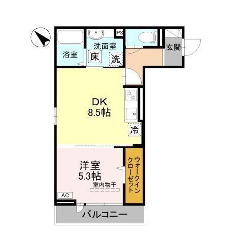 シャインソレイユ(1DK/1階)の間取り写真
