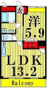 グローリーパレス(1LDK/2階)の間取り写真