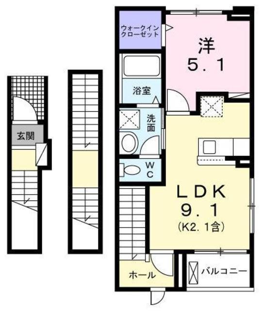プラシードCOCOIII(1LDK/3階)の間取り写真