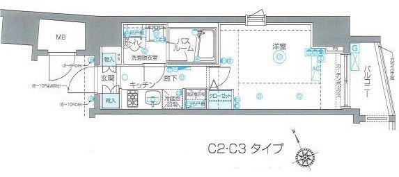ZOOM恵比寿(1K/3階)の間取り写真