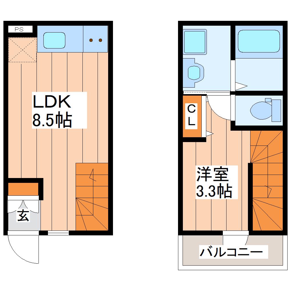 緑ヶ丘2丁目アパート(1LDK/1階)の間取り写真