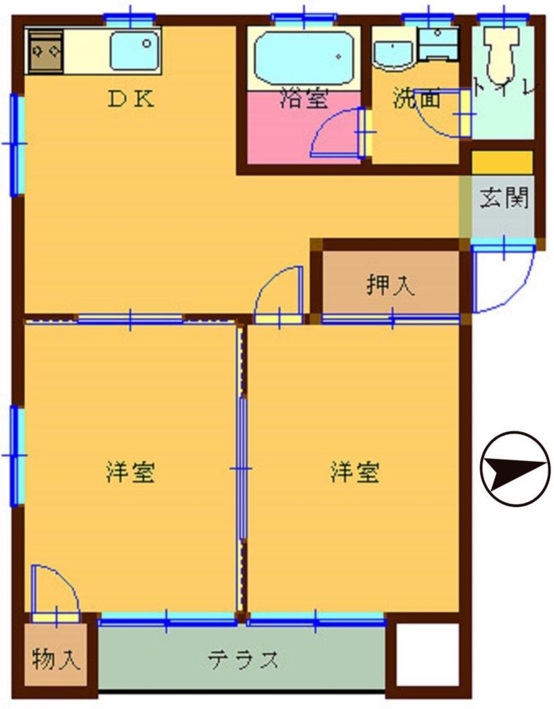 ボヌール(2DK/2階)の間取り写真