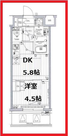 メイクス西新井大師(1DK/6階)の間取り写真