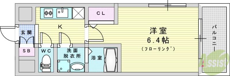 東三国NOAH(1K/7階)の間取り写真