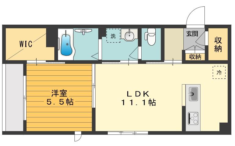 ミルティーユ(1LDK/2階)の間取り写真