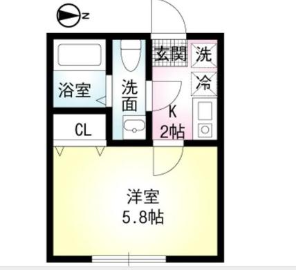 ヴェラハイツ白楽弐番館(1K/1階)の間取り写真