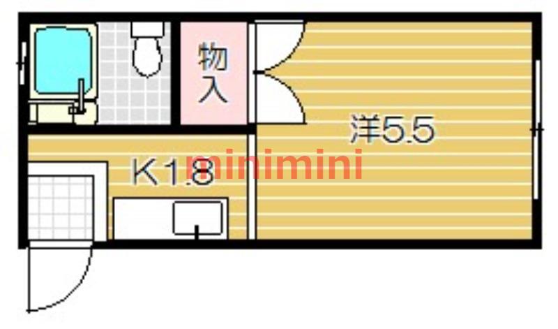 岩井ハイツ(1K/2階)の間取り写真