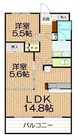 テラスコンコード(2LDK/6階)の間取り写真