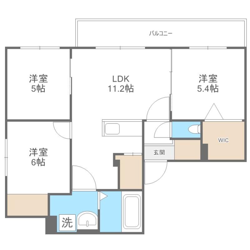 パーク農試館(3LDK/5階)の間取り写真