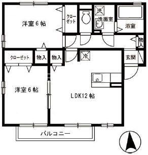 フローレスサクラ(2LDK/2階)の間取り写真