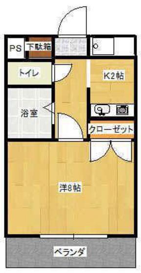 グレース伊福町(1K/2階)の間取り写真