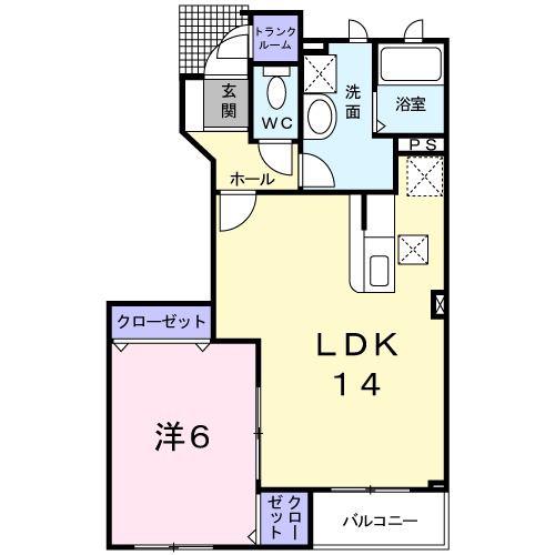 イーストツーヒルズ(1LDK/1階)の間取り写真